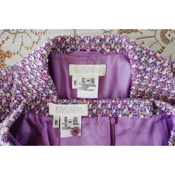 Escada Lavender Boucle Skirt Suit sz DE 40 US 8 10 - Picture 6 of 6